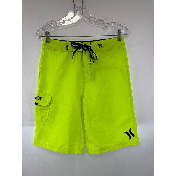 Hurley Men’s Swim Trunks No Lining Tie Closure Neon Yellow Size 28 - Picture 1 of 3